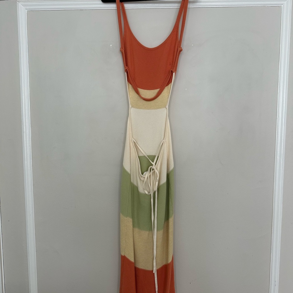 Sabo Skirt Orange and Green Striped Maxi Dress